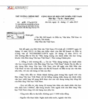 Thủ tướng Chính phủ phê duyệt chủ trương đầu tư Dự án xây dựng tượng 20 danh nhân văn học trong khuôn viên Bảo tàng Văn học VN