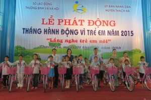 Lễ phát động tháng hành động vì trẻ em tại Hà Tĩnh