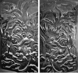 Bức chạm gà ở Đền Cả *