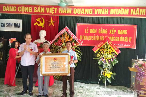  Hương Sơn-Hà Tĩnh: Đền Gôi Vị thờ 4 vị phúc thần rước bằng di tích lịch sử văn hóa cấp Quốc gia.