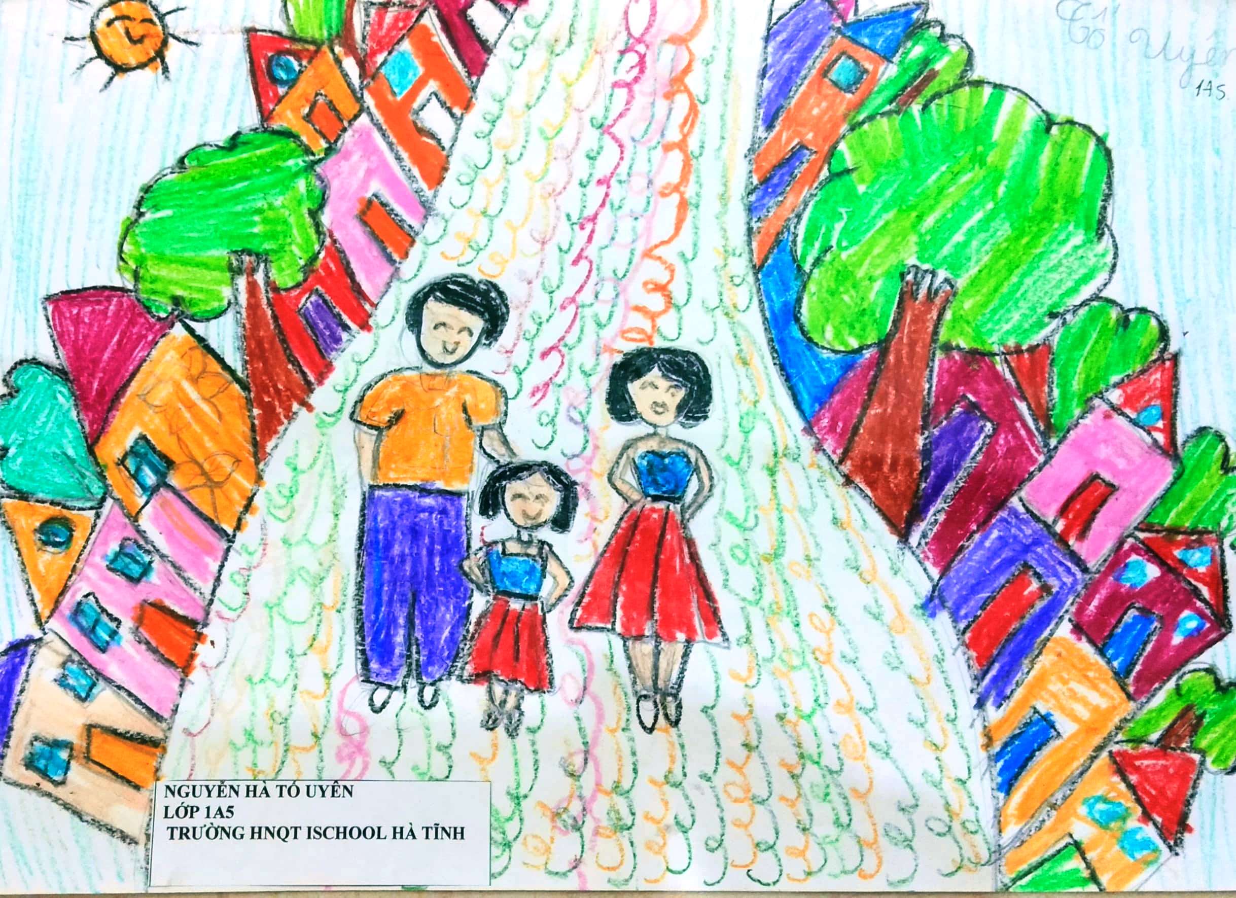Chùm tranh của các em học sinh trường Hội nhập Quốc tế Ischool về gia đình